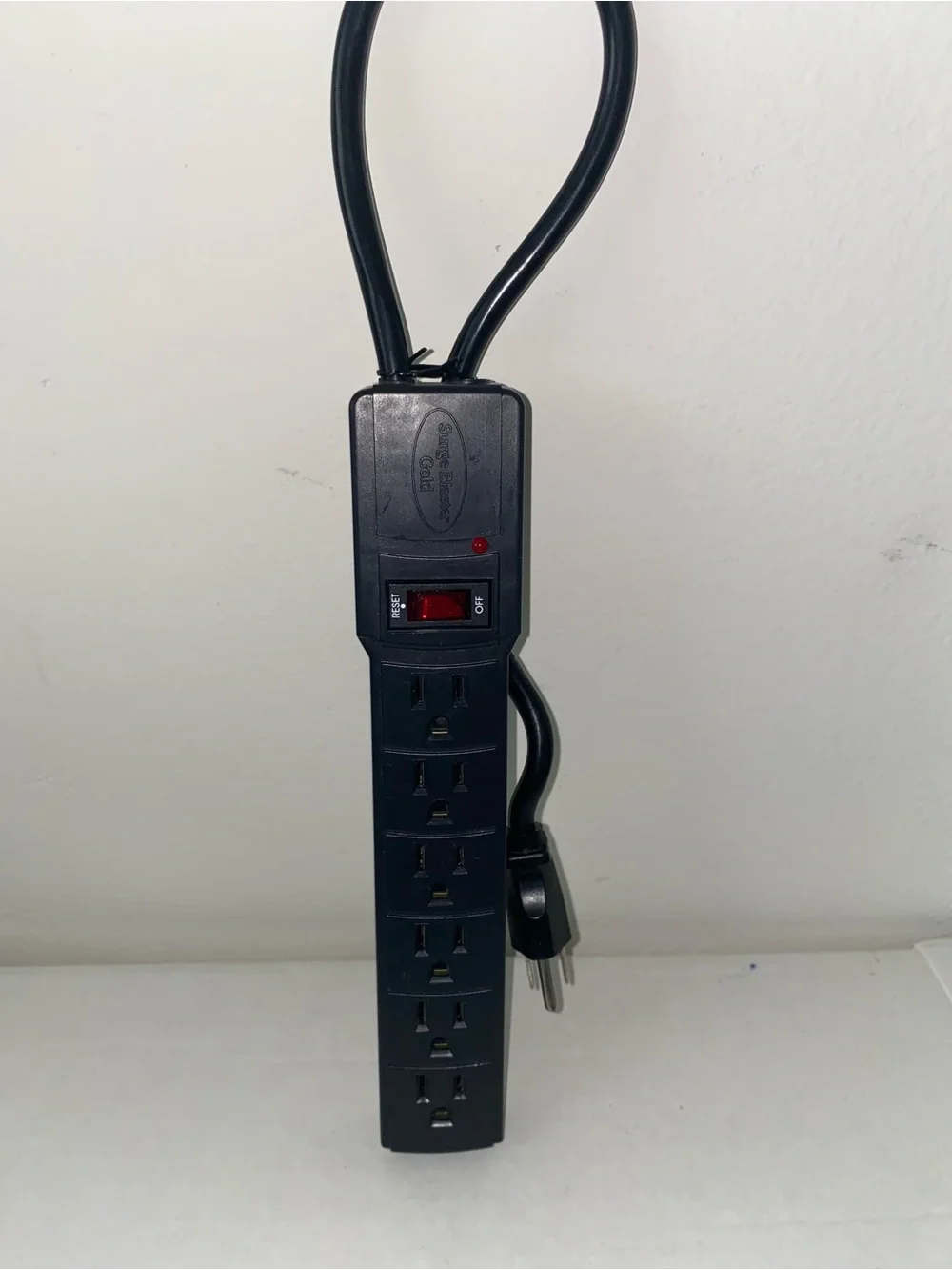 2 Electrical Outlet/Surge Protector Power Strips with Reset Switch.Black & Beige